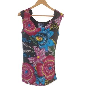 Floral Sleeveless Top with Vibrant Colors